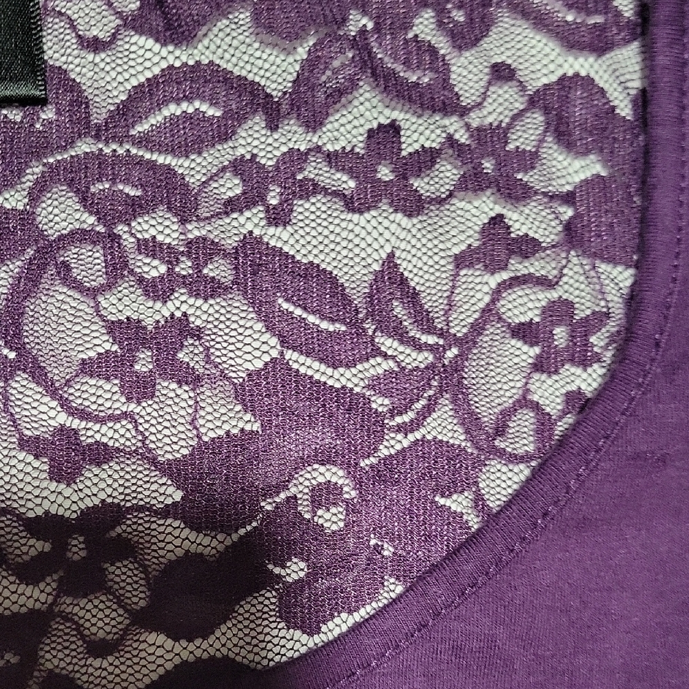 Wet Seal Deep Purple Lace Sleeve Blouse - Picture 3 of 4
